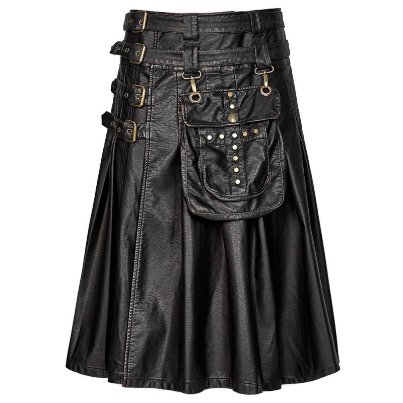 Handmade New Stylish Men’s Gothic Cargo Utility Kilt Black Steampunk 